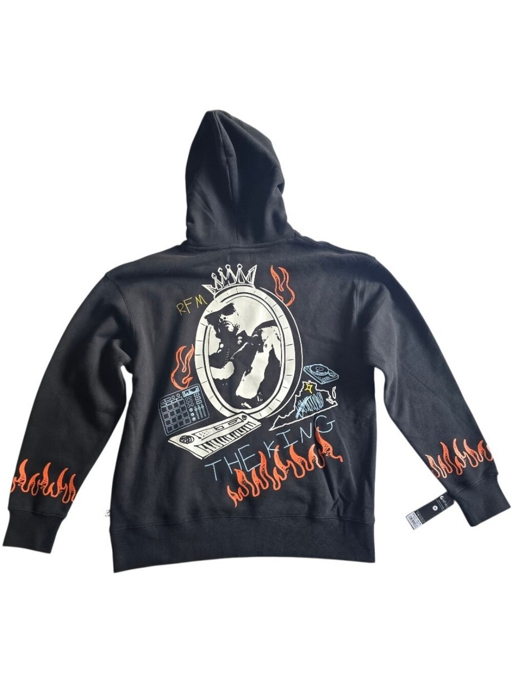 ethika Black Timbaland 100% Cotton Lifestyle Hoodie Flame Accents Size M